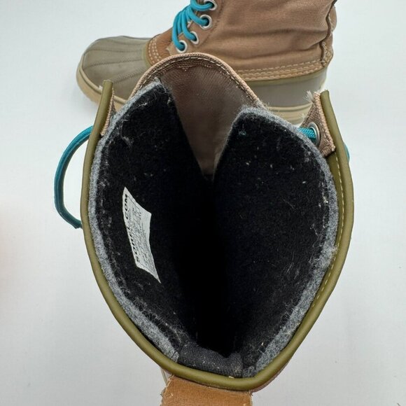 Sorel Waterproof Boots With Removable Liner Womens Size 8 Green Tan Durable - Picture 10 of 11